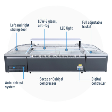 Double verre commercial Double Verre CHILLER HORIZATAL